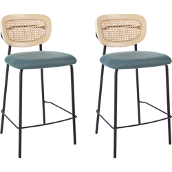 MAYETTA - Barkruk set van 2 - Blauwgroen - Polyester