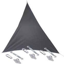 Premium kwaliteit schaduwdoek/zonnescherm Shae driehoek grijs 4 x 4 x 4 meter met ophanghaken - Schaduwdoeken