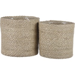 Mica Decorations Atlantic Plantenmand - Set van 2 - H20 x Ø20 cm - Jute - Crème