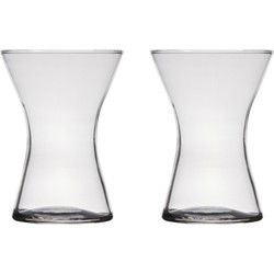 Taps uitlopende Design Bloemenvaas - Set van 2x stuks - transparant - glas - 14 x 20 cm - Vazen