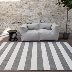 Buitenkleed Stripes Grijs/Wit dubbelzijdig - Polypropyleen - 200 x 290 cm - (L)