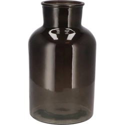DK Design Bloemenvaas melkbus fles - helder glas zwart - D17 x H30 cm - Vazen