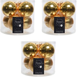 Kerstboomversiering gouden kerstballen van glas 8 cm 18x stuks - Kerstbal
