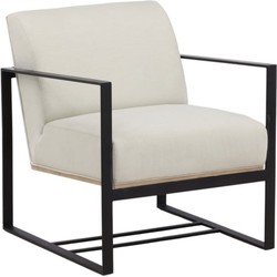 RebellenClub Salo Fauteuil - Stoffen Bekleding - Beige - Zwart Metalen Frame