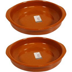 Concorde Tapas ovenschaal - 2x - terracotta aardewerk - D20 x H4 cm - Snack en tapasschalen