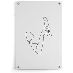 Champagne Line Art - Walljar - Wanddecoratie - Licht / Plexiglas / 40 x 60 cm