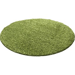 Tapijtenloods Basic Rond Shaggy vloerkleed Groen Hoogpolig- 160 CM ROND