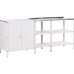 VILAMA - Tuin kookeiland met keukenkast - Wit - 3-delig - RVS
