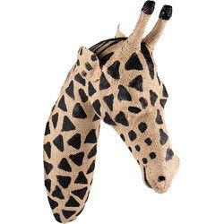 Clayre & Eef Wanddecoratie Giraf Bruin Zwart Papier