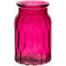 Bellatio Design Bloemenvaas klein - fuchsia roze - glas - D10 x H16 cm - Vazen