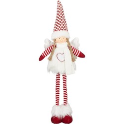 House of Seasons Kerstversiering Engel - 22x13x68 cm - Polyester - Rood