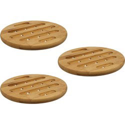 Secret de Gourmet pannen onderzetter - 3x - D18 cm - bamboe - Panonderzetters