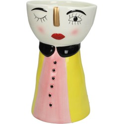 SVJ Home Decorations Doll Vaas - 14 x 14 x 25 cm - Aardewerk - Geel