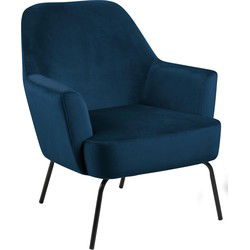Fauteuil Blauw Stof - 75x75x83cm - Naven