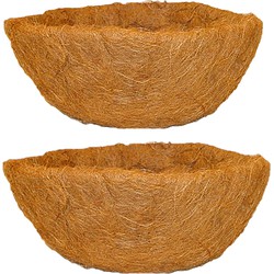 2x stuks voorgevormde inlegvellen kokos voor hanging basket 40 cm - kokosinleggers - Plantenbakken