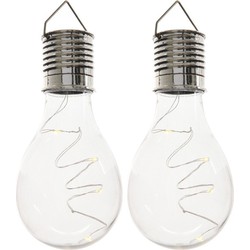 2x Buitenlampen/tuinlampen lampbolletjes/peertjes 14 cm transparant - Buitenverlichting