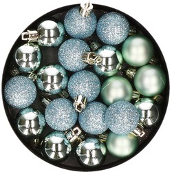 20x stuks kleine kunststof kerstballen mint groen 3 cm mat/glans/glitter - Kerstbal