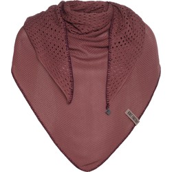 Knit Factory April Gebreide Omslagdoek - Driehoek Sjaal Dames - Stone Red - 190x85 cm