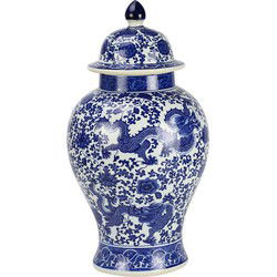Fine Asianliving Chinese Gemberpot Porselein Blauw-Wit Handgeschilderd