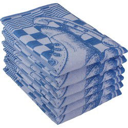 DoubleDry Luxe Theedoeken Set - 6 Stuks - 50x70 cm - 100% Katoen - Hoge Absorptie & Duurzaam - Schaatsen, Blauw