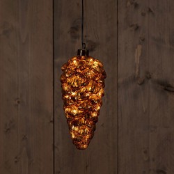 Glass Pinecone Antique Gold 20X9Cm 15Led Classic Warm /