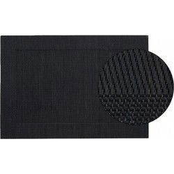 Placemats - 4x stuks - zwart - gevlochten - 45 x 30 cm - onderleggers - Placemats