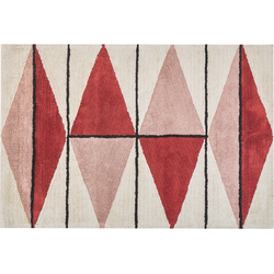 PURNIA - Laagpolig vloerkleed - Lichtbeige - 140 x 200 cm - Katoen