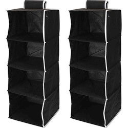 2x Stuks Hangende kast organizers - opvouwbaar - zwart - 84 cm - Campingkledingkasten