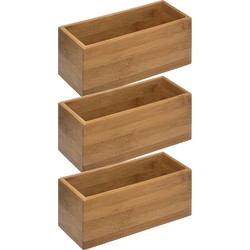 3x stuks opberg/sorteer/kast/lade verdelers vakjes bamboe hout 23 x 9 x 9.5 cm - Make-up dozen