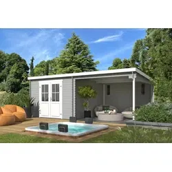 Outdoor Life blokhut Orlando Platinum Grey-Wit, 581 x 292 cm