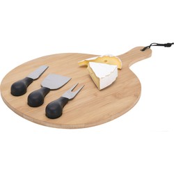 Excellent Houseware Borrelplank/kaasplank - inclusief kaasmesjes - bamboe hout - 33 cm - serveerplank - Serveerplanken