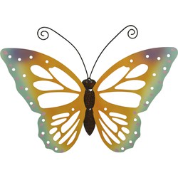 Grote oranje/gele deco vlinder/muurvlinder 51 x 38 cm cm tuindecoratie - Tuinbeelden