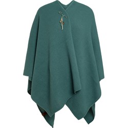 Knit Factory Jazz Gebreid Omslagvest - Dames Poncho - Laurel - One Size - Inclusief sierspeld