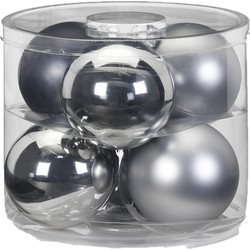 Inge Christmas kerstballen - 6x st - grijs/zilver - 10 cm - glas - glans/mat - Kerstbal