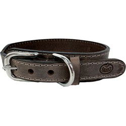 SAZZZ HALSBAND HOND BOHO VINTAGE LEER BRUIN 42-50X3,5 CM