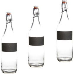 Water/Weck/Sap flessen met krijtvakje - 5x- 970 ml - Met beugeldop - Decoratieve flessen