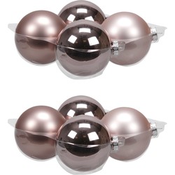 8x stuks glazen kerstballen oudroze (smokey rose) 10 cm mat/glans - Kerstbal