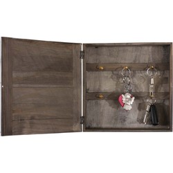 Cosmo Casa  Sleutelkast Virginia - houten sleutelkast - Shabby - Look Vintage 27x27x6 cm - Bruin