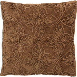 Dutch Decor AMAR - Kussenhoes 45x45 cm - 100% katoen - bloemen design - Tobacco Brown - bruin - Dutch Decor