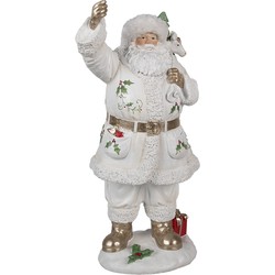 Clayre & Eef Kerstdecoratie Beeld Kerstman 43 cm Wit Kunststof