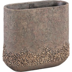PTMD Kathryn Bronze cement oval pot stone pieces high L