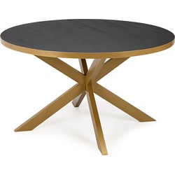 Stalux Ronde eettafel 'Daan' 120cm, kleur goud / zwart eiken