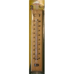 Houten buiten thermometer 40 x 7 cm - Buitenthermometers