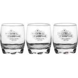 Urban Living whisky/water/drinkglazen Comptoir - gedecoreerd glas - 3x stuks - 290 ml - Whiskeyglazen