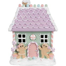 Clayre & Eef Gingerbread house 17x14x21 cm Groen Roze Kunststof Peperkoekhuisje