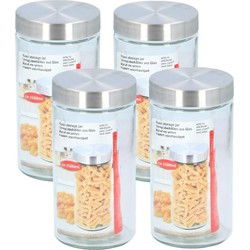 Glazen luxe voorraadpot/voorraadbus 1500 ml - 4x - 1,5 liter - 22 cm - Voorraadpot