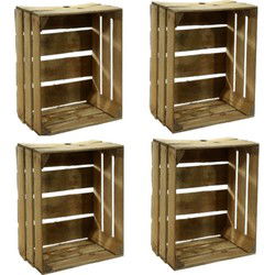 Fruitkist - 4x - gebruikt - decoratie en opbergen - 30x40x50 cm - hout - Opbergkisten