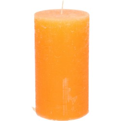 Stompkaars/cilinderkaars - oranje - 7 x 13 cm - rustiek model - Stompkaarsen