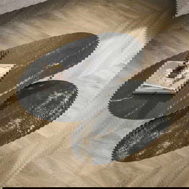 Hoyz Collection - Salontafel Set-2 Niervormig Fossil - Keramiek Zwart - 