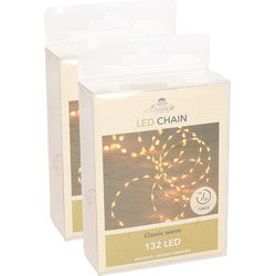 Anna's Collection Draadverlichting - 2x - koper - 132 led - warm wit - Lichtsnoeren